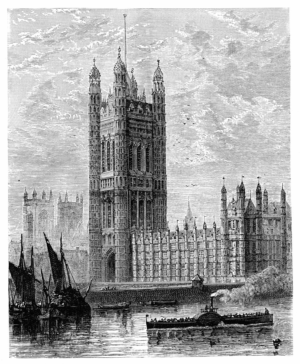 Victoria Tower i Houses of Parliament, Londyn, 1900 autorstwa Unbekannt