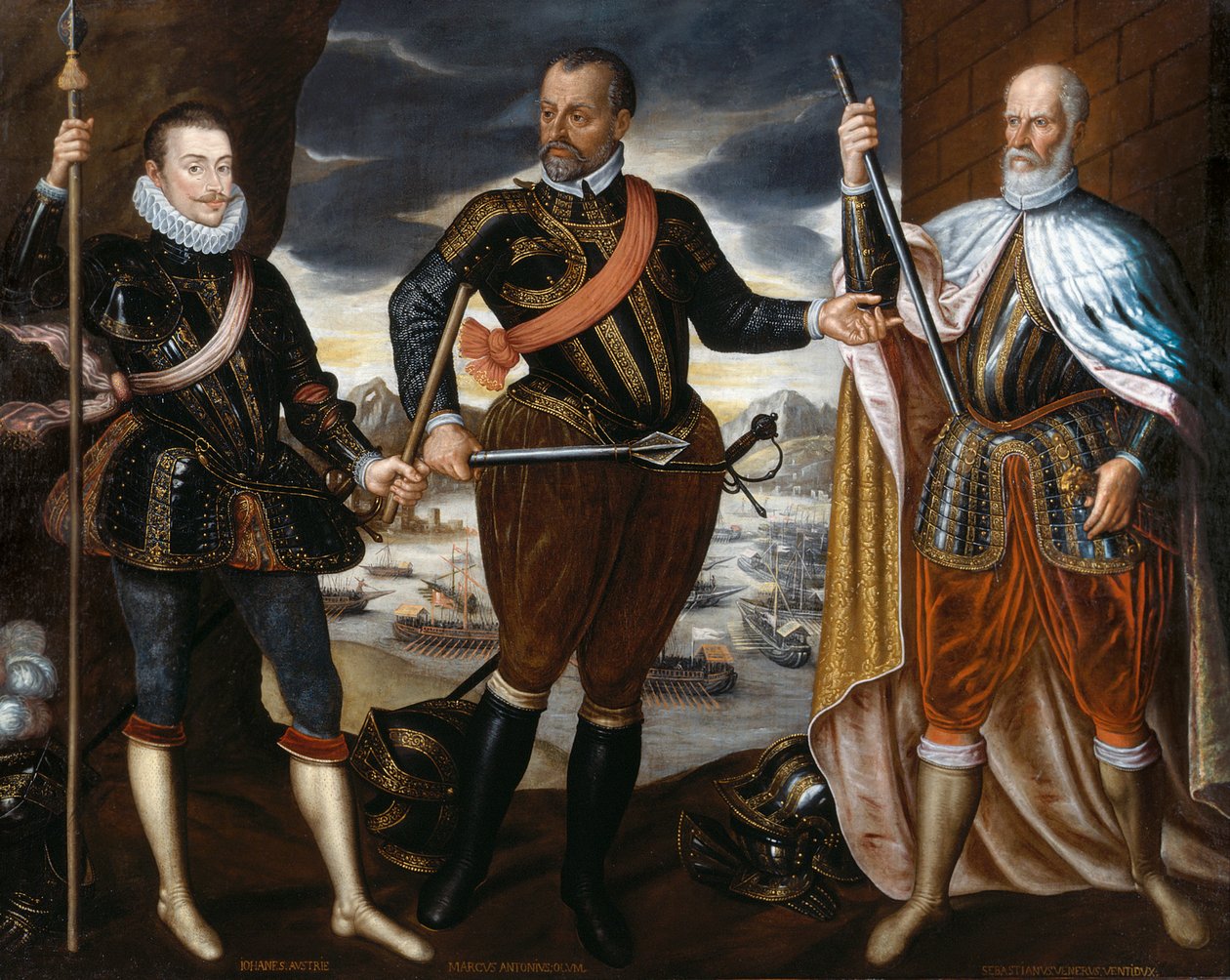 Zwycięzcy Lepanto: Jan Austriak, Marcantonio Colonna, Sebastiano Venier, ca. 1575. autorstwa Unbekannt