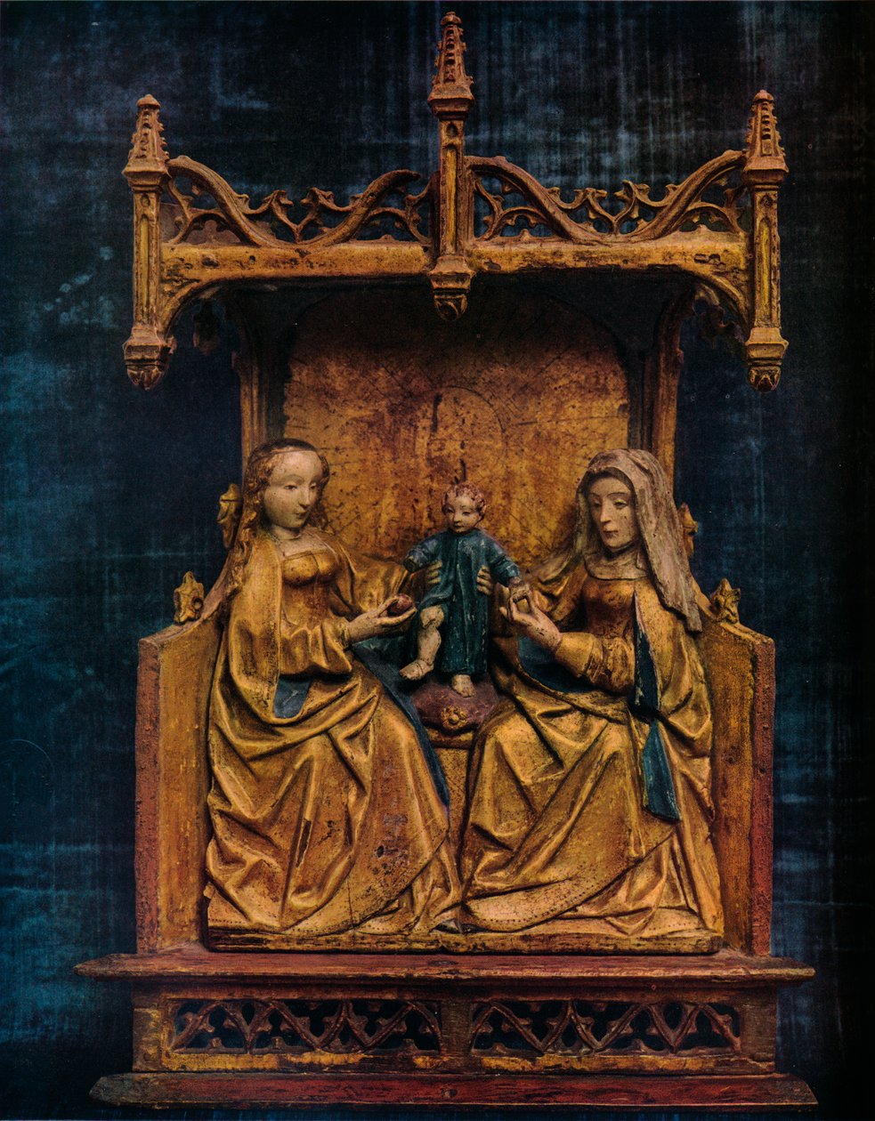 Dziewica i św. Anna uczą chodzić zbawiciela niemowląt, ok. 1470 r autorstwa Unbekannt