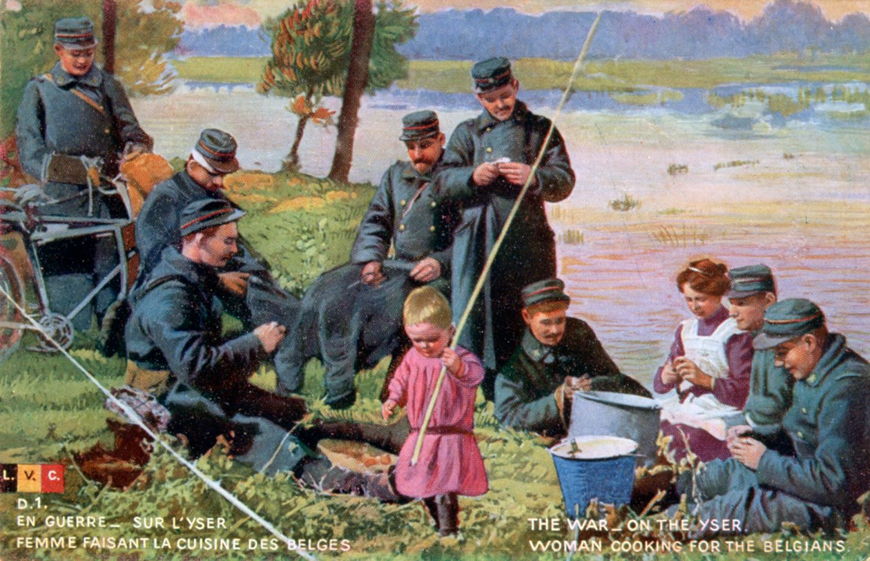 Pocztówka „Wojna nad Yserem”, francuska pocztówka z I wojny światowej, 1914-1918 autorstwa Unbekannt