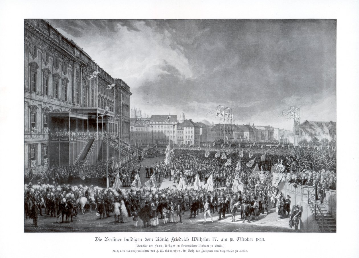 Wstąpienie na tron Fryderyka Wilhelma IV Pruskiego 15 października 1840, 1900. autorstwa Unbekannt