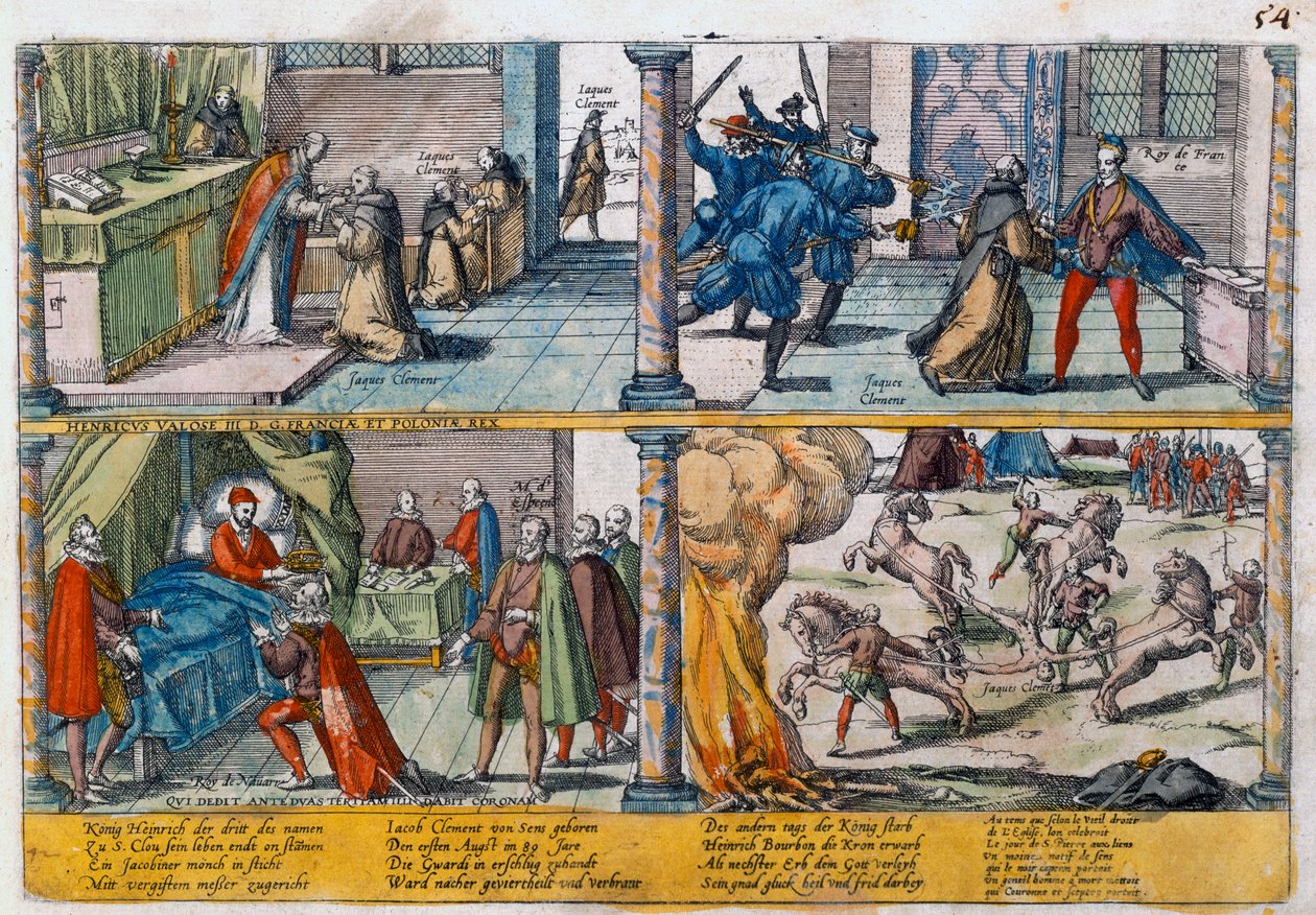Zabójstwo Henryka III Francji, 1589 autorstwa Unbekannt
