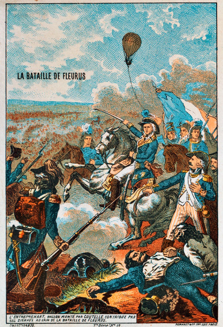 Balon Przedsiębiorca, pilotowany przez Coutelle, w bitwie pod Fleurus, 1794 1890 autorstwa Unbekannt