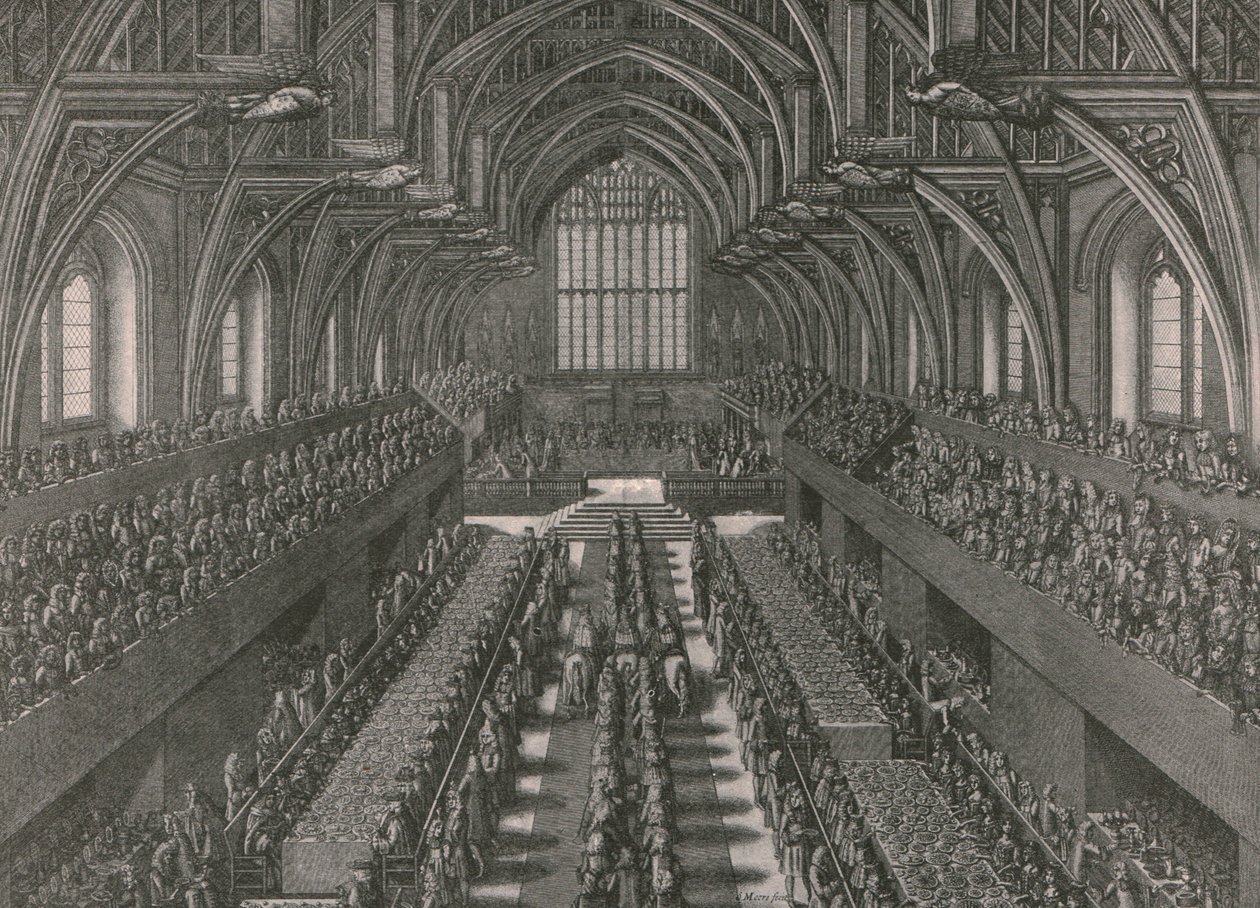 Bankiet w Wielkiej Sali Pałacu Westminsterskiego... koronacja Jakuba II w 1685, 1902. autorstwa Unbekannt