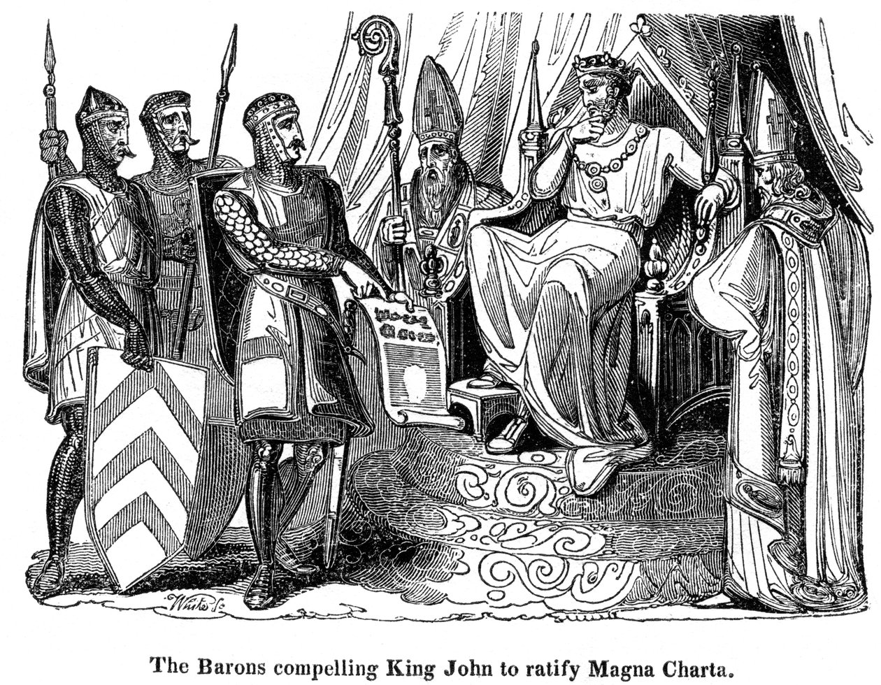 Baronowie zmuszają króla Jana 1167-1216 do ratyfikacji Magna Carta, 1215 autorstwa Unbekannt