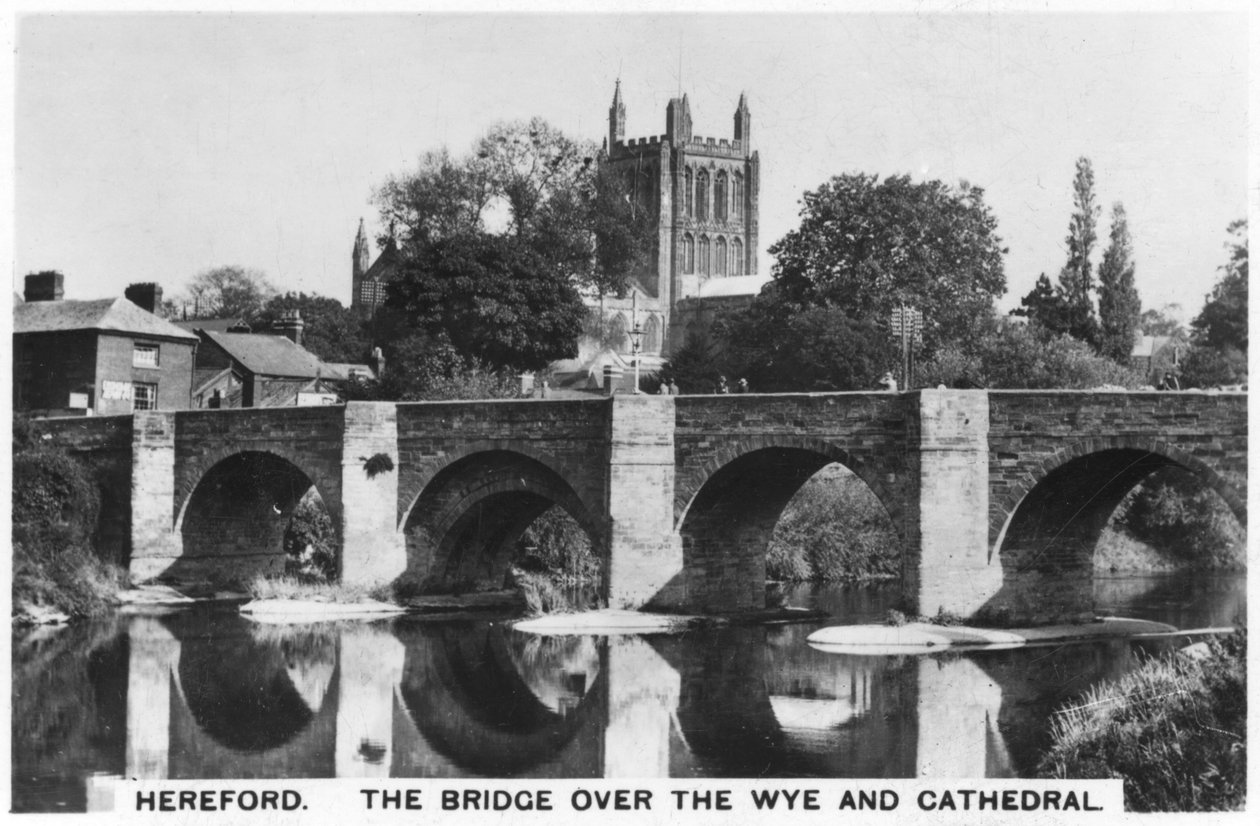 Most nad Wye i katedrą, Hereford, 1936 autorstwa Unbekannt