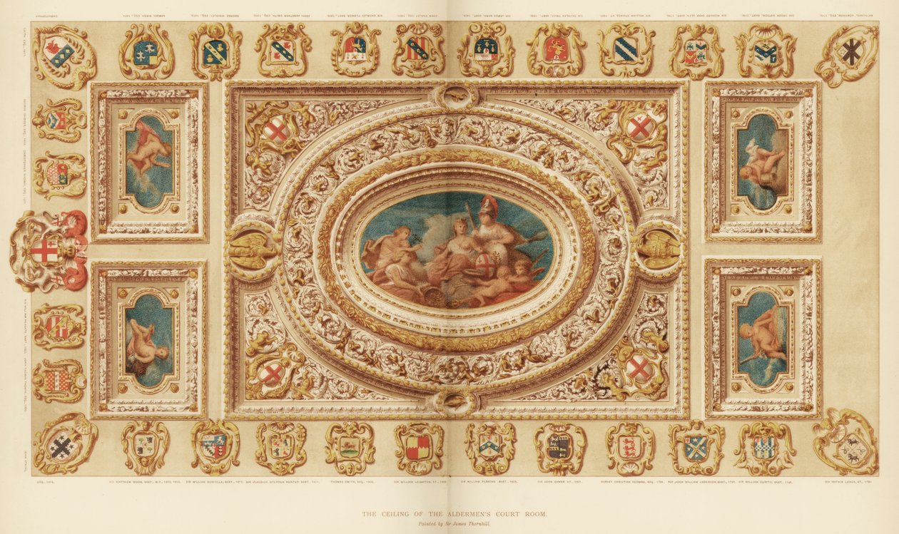 Sufit sali sądowej Aldermens, Guildhall, City of London, XVIII wiek 1886 autorstwa Unbekannt