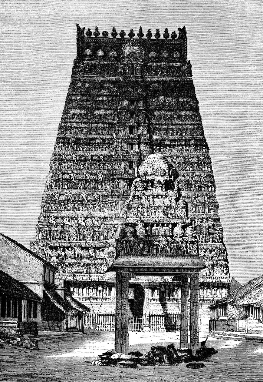 Główna gopura świątyni w Kumbakonam, Indie, 1895 autorstwa Unbekannt