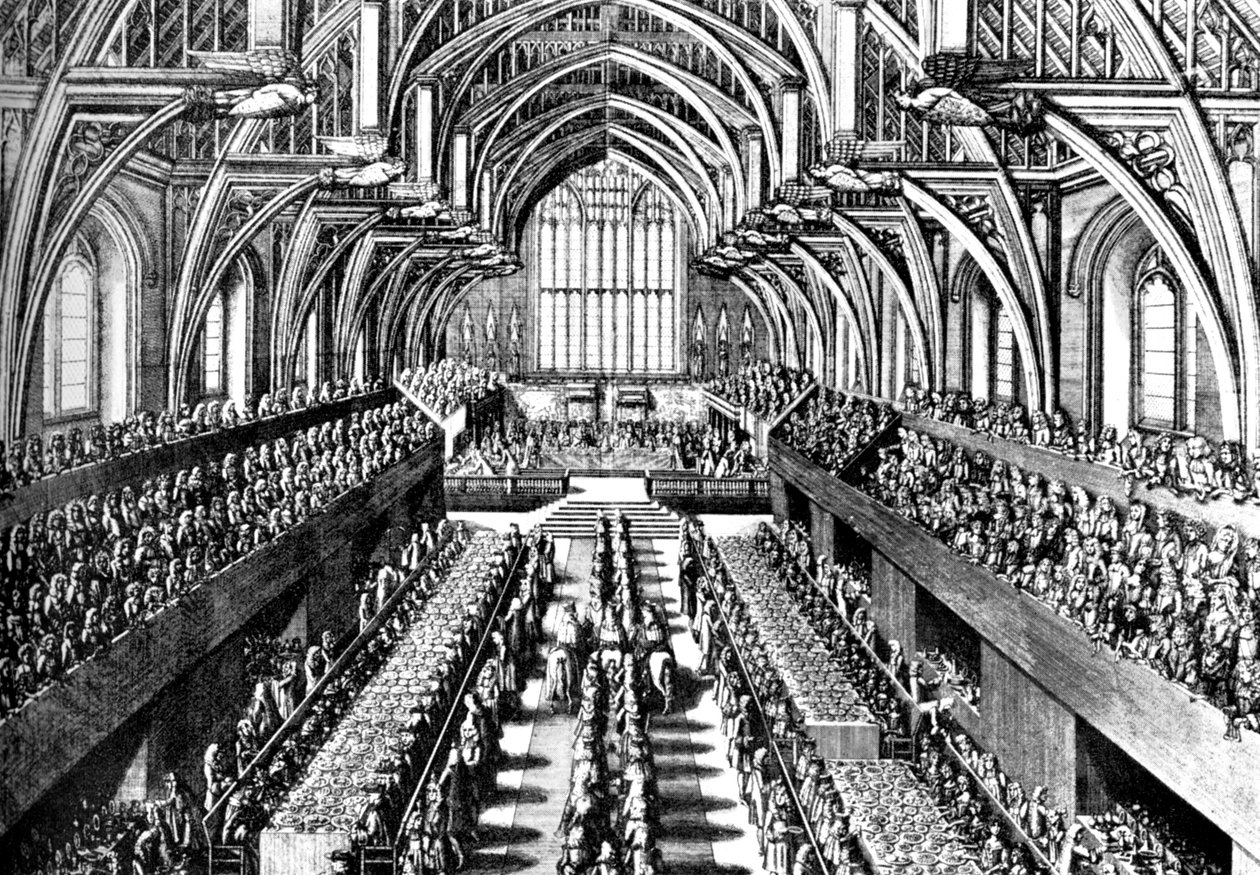 Ceremonia koronacyjna Jakuba II w Westminster Hall, Londyn, 1685 c1905 autorstwa Unbekannt
