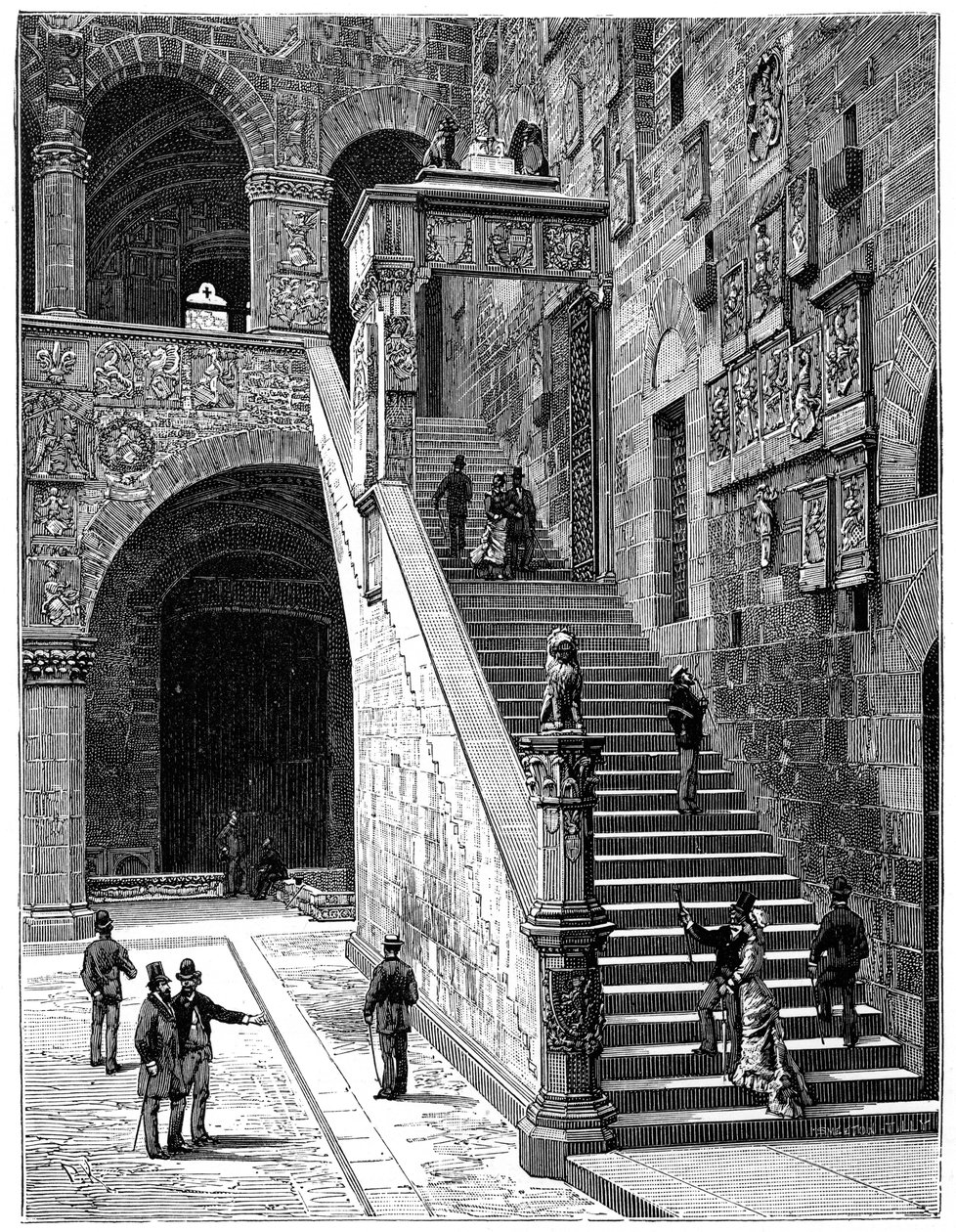 Dziedziniec Bargello, Florencja, Włochy, 1882 r. autorstwa Unbekannt