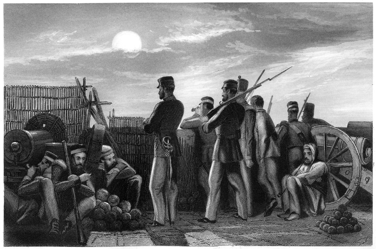 Obrońcy na straży, bateria pod Lucknow, 1857, c1860 autorstwa Unbekannt