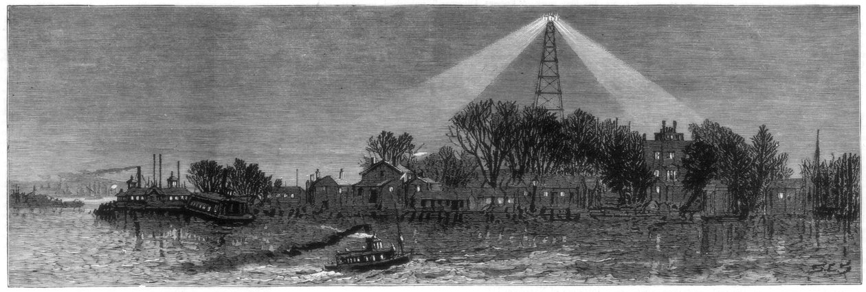 Światło elektryczne w Hell Gate, Nowy Jork, 1885 autorstwa Unbekannt