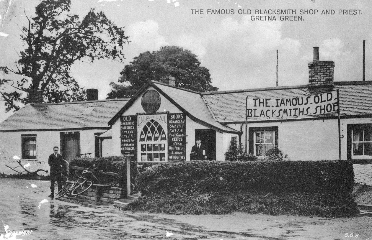 Słynny stary sklep kowali, Gretna Green, Dumfriesshire, Szkocja, XX wiek autorstwa Unbekannt
