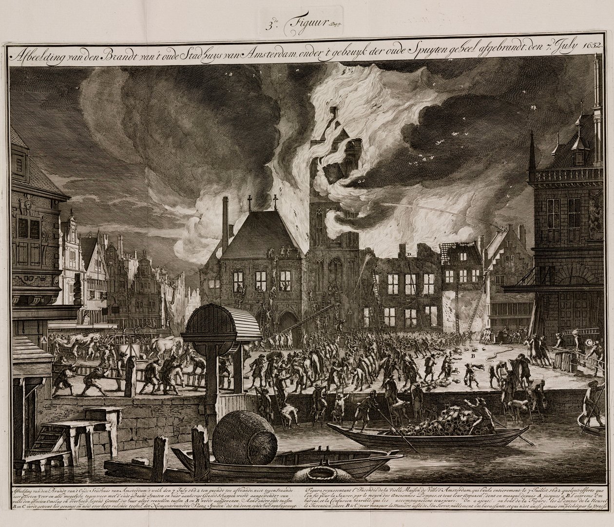 Pożar starego ratusza w Amsterdamie, Holandia, 7 lipca 1652 r. autorstwa Unbekannt