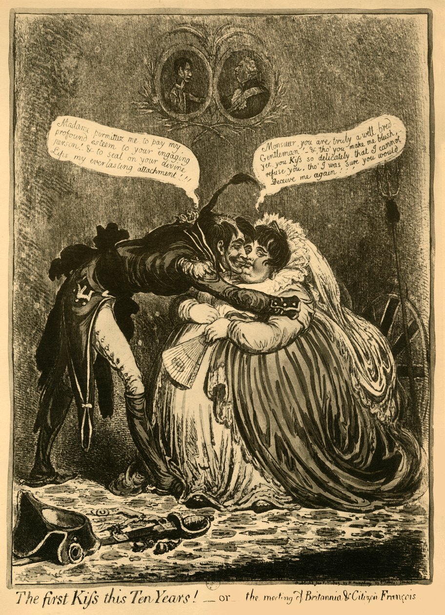 Pierwszy pocałunek od dziesięciu lat! - lub - spotkanie Britannia & Citizen François, 1803, 1921. autorstwa Unbekannt