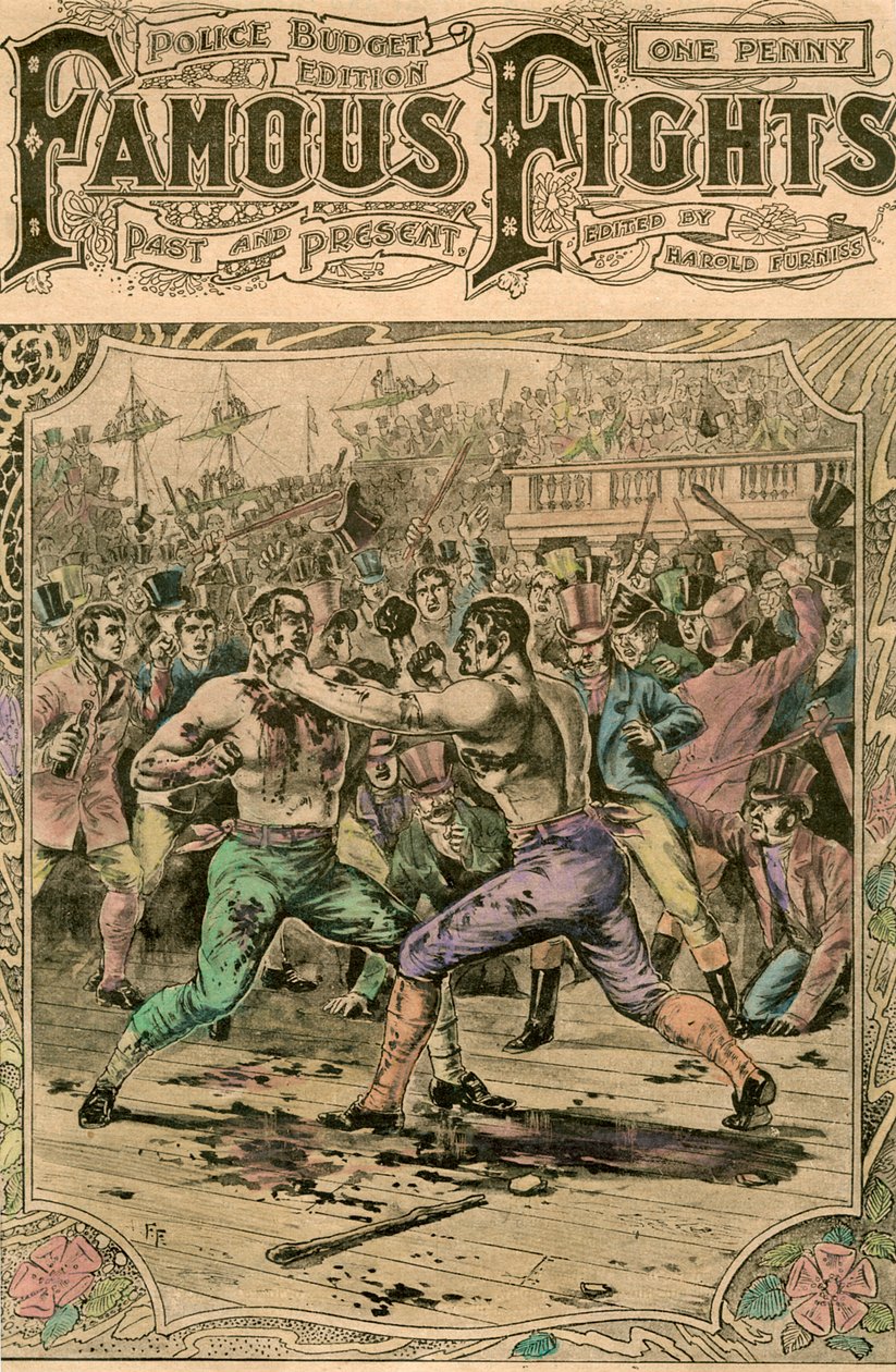 Pierwsza walka Toma Springa z Jackiem Langanem, 1824, koniec XIX lub początek XX wieku autorstwa Unbekannt