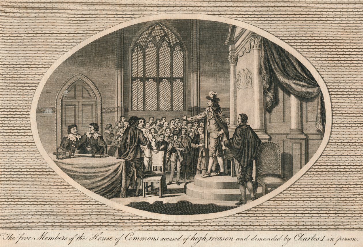 Pięciu członków Izby Gmin oskarżonych o zdradę stanu, 1642 1793 autorstwa Unbekannt
