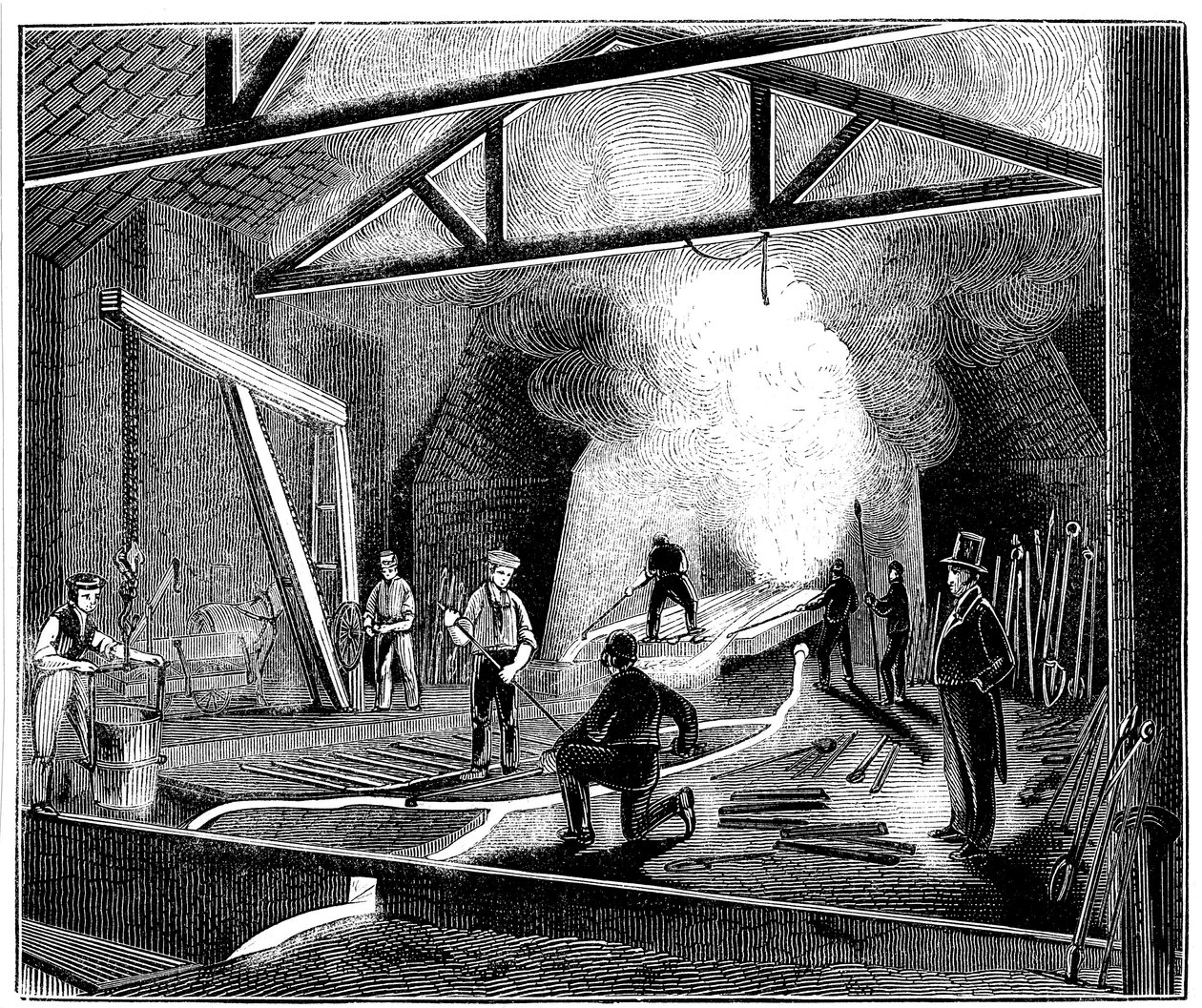 Odlewnia lub odlewnia, Butterley Ironworks, Derbyshire, 1844 autorstwa Unbekannt