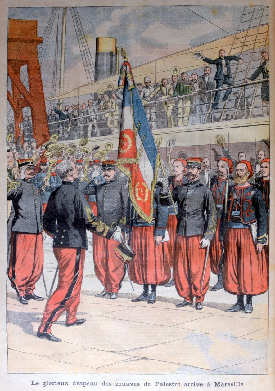 Chwalebna flaga zouaves Palestro przybywa do Marsylii, 1903 autorstwa Unbekannt