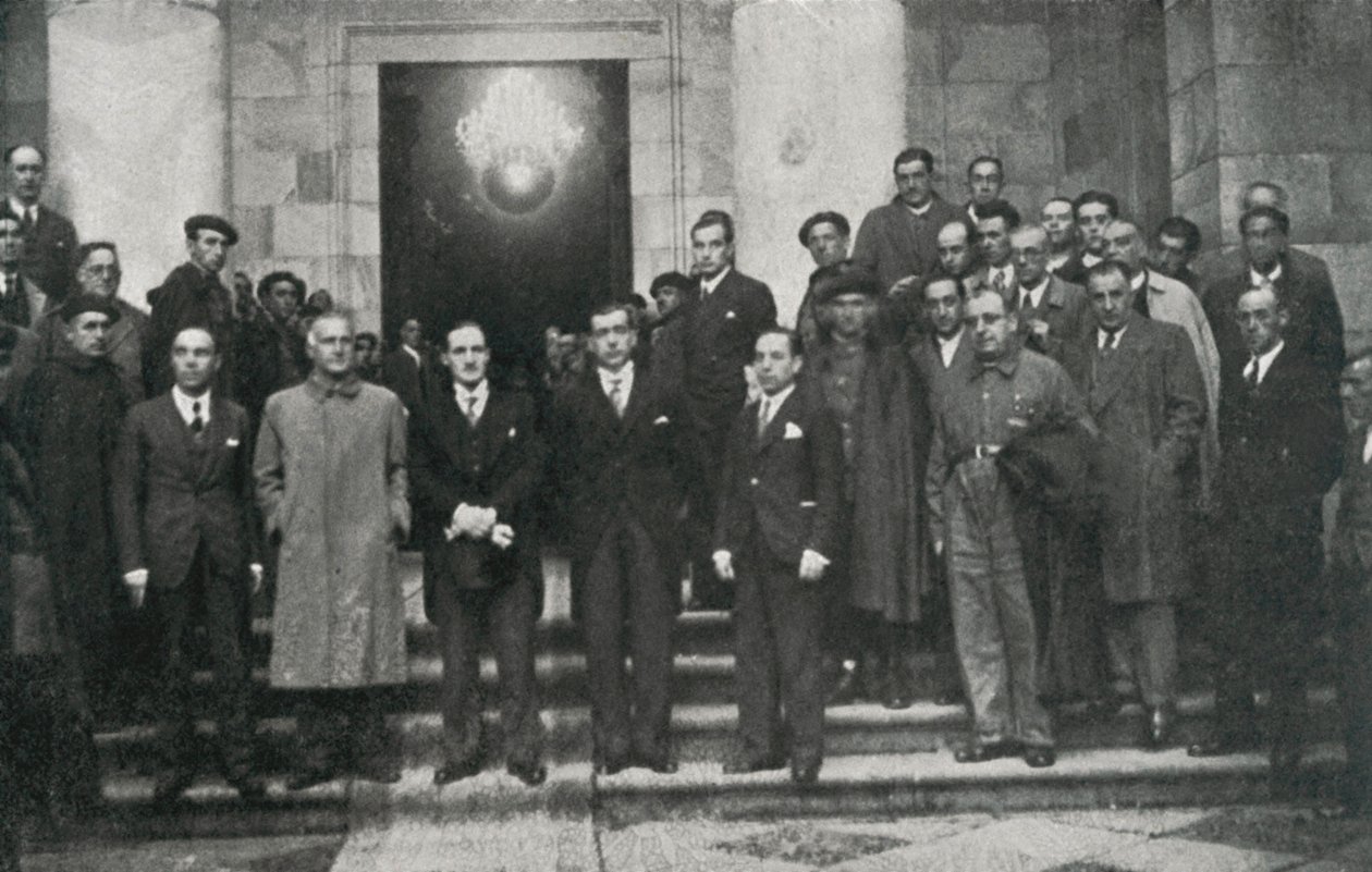 Szef rządu baskijskiego (lub legendarny) Jose Antonio Aguirre i członkowie rządu, Barcelona. Prywatna Fundacja Juberta Figuerasa. autorstwa Unbekannt