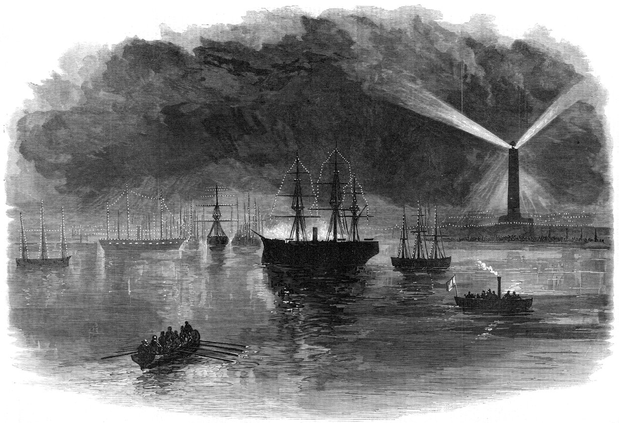 Iluminacje Port Saidu podczas otwarcia Kanału Sueskiego, Egipt, 1869 autorstwa Unbekannt