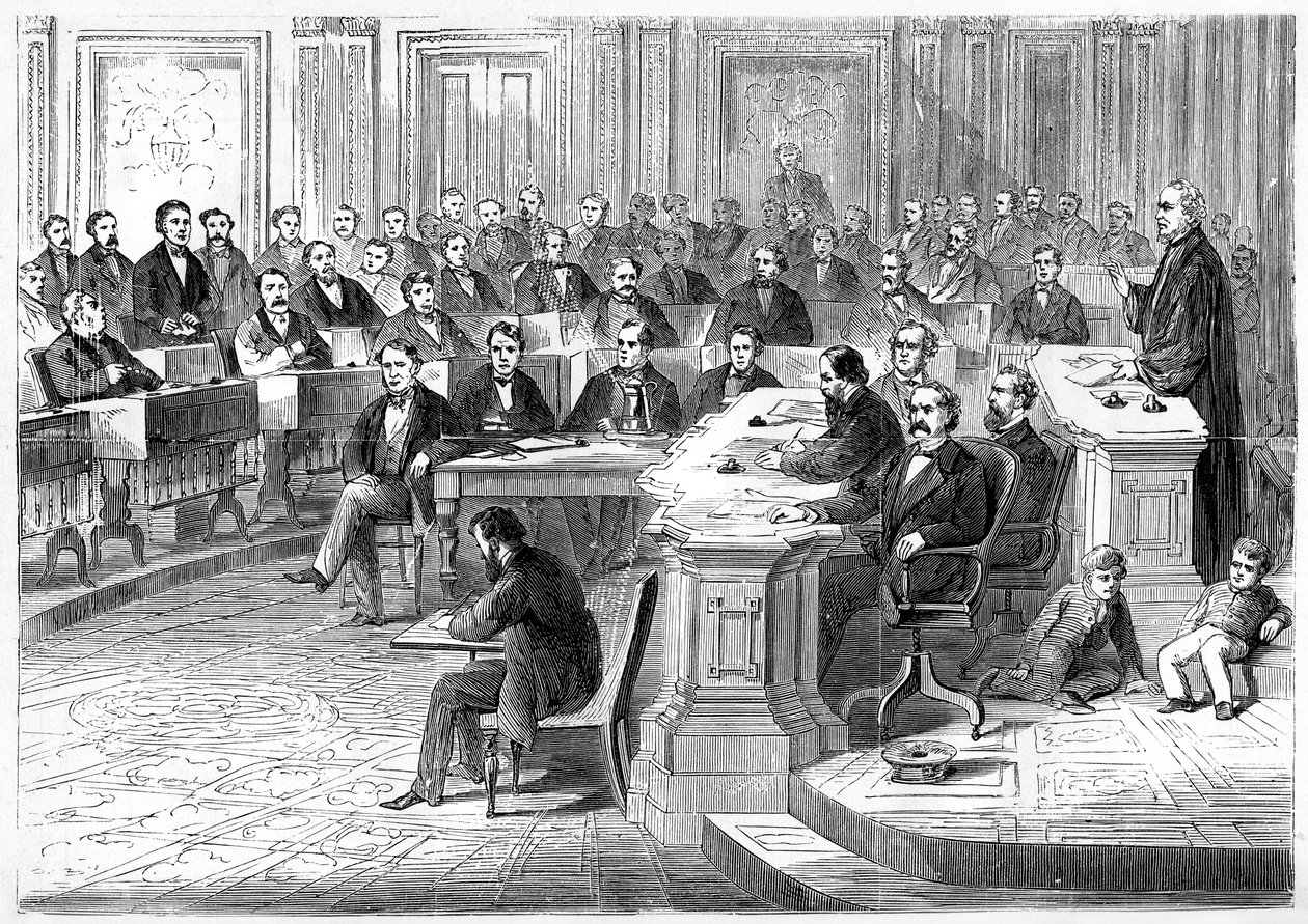Postawienie w stan oskarżenia Andrew Johnsona, 5 marca 1868, 1872 autorstwa Unbekannt
