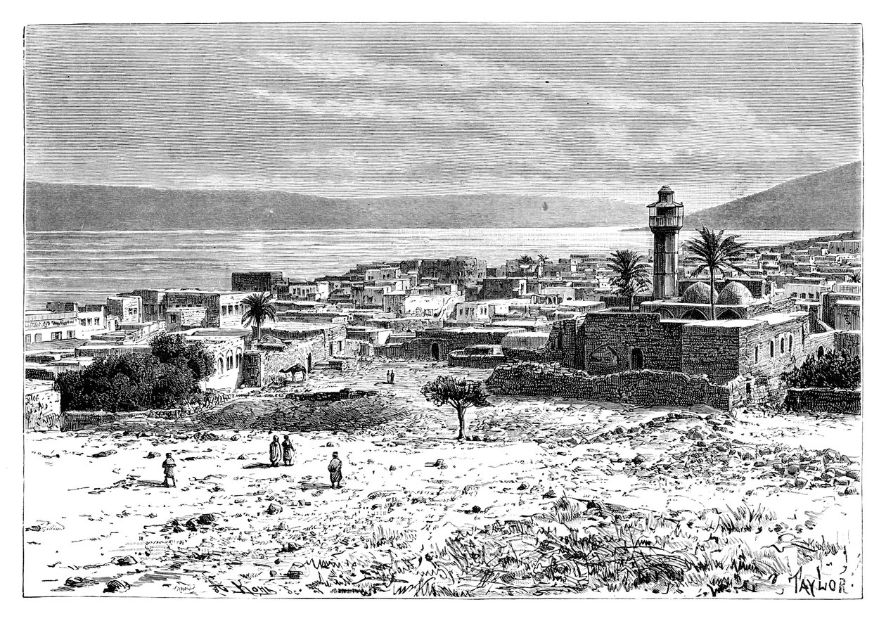 Jezioro i miasto Tyberiady, Izrael, 1895 autorstwa Unbekannt