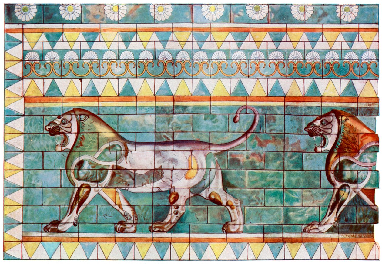 Fryz lwa z zimowego pałacu króla Dariusza w Suzie, Iran, 1933-1934 autorstwa Unbekannt