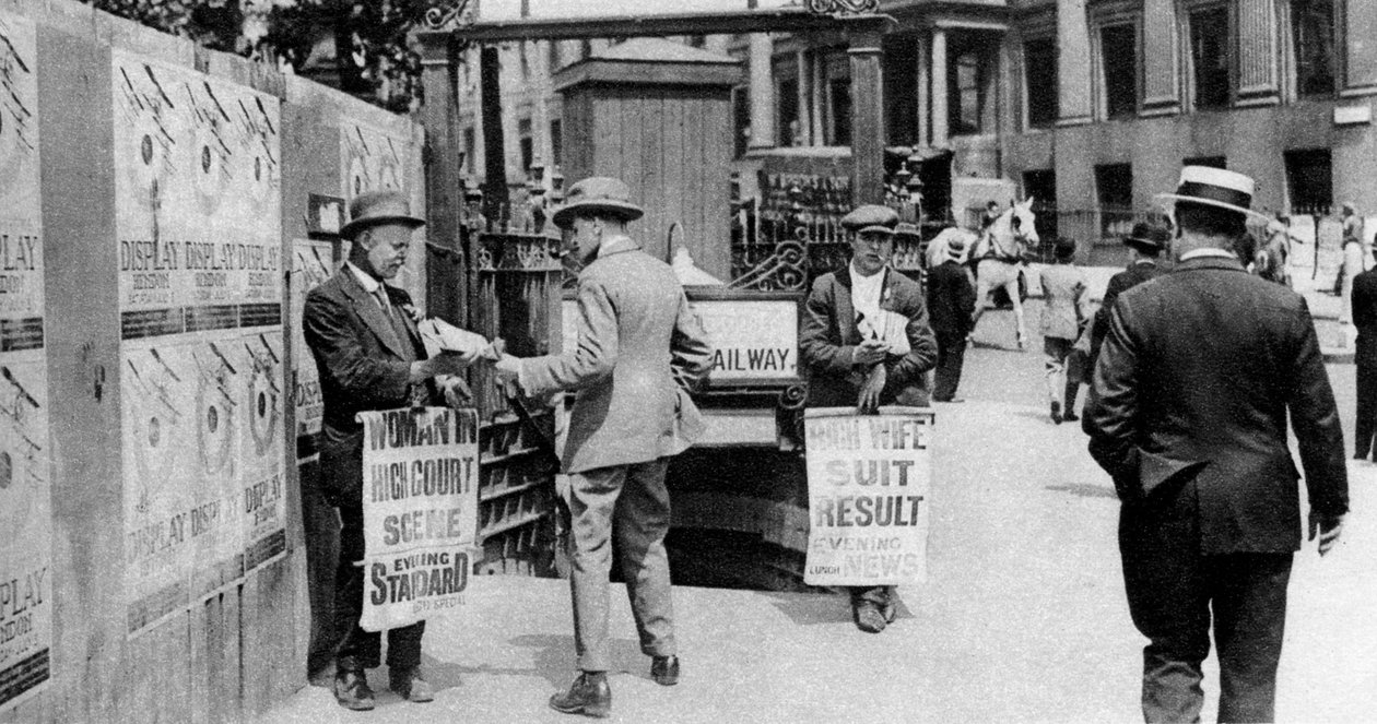 Nagłówki gazet w porze lunchu, Trafalgar Square, Londyn, 1926-1927 autorstwa Unbekannt
