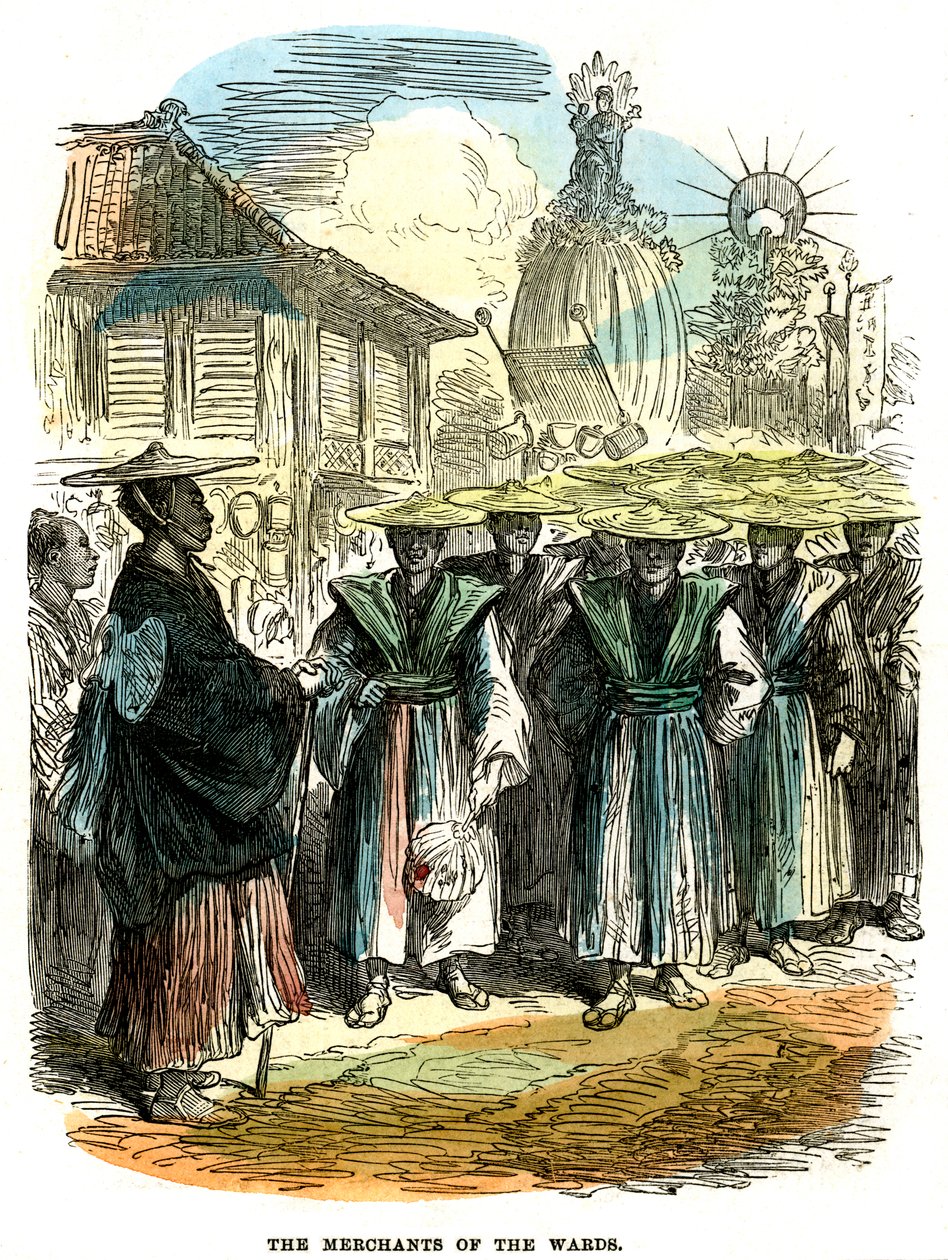 Kupcy z okręgu, procesja noworoczna w Jokohamie, Japonia, 1872 autorstwa Unbekannt