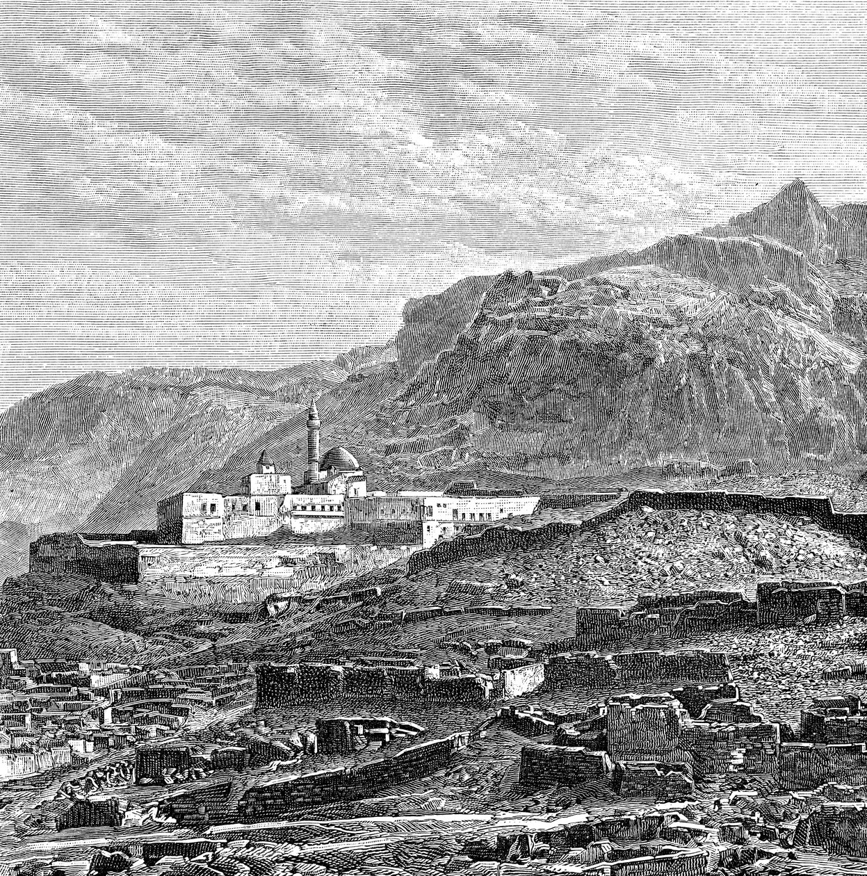 Meczet i zrujnowana dzielnica Bayazid Dogubayazit, Turcja, 1895 autorstwa Unbekannt