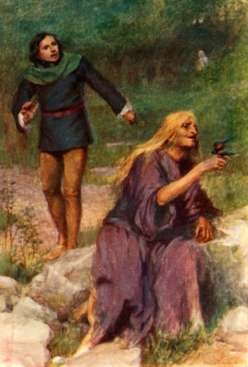 „Stara kobieta była pochłonięta zabawą z ptakiem”, 1917. autorstwa Unbekannt