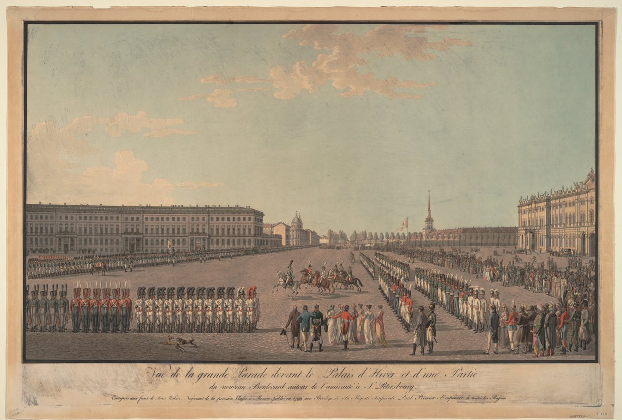 Parada przed Pałacem Zimowym w Petersburgu, 1799 autorstwa Unbekannt