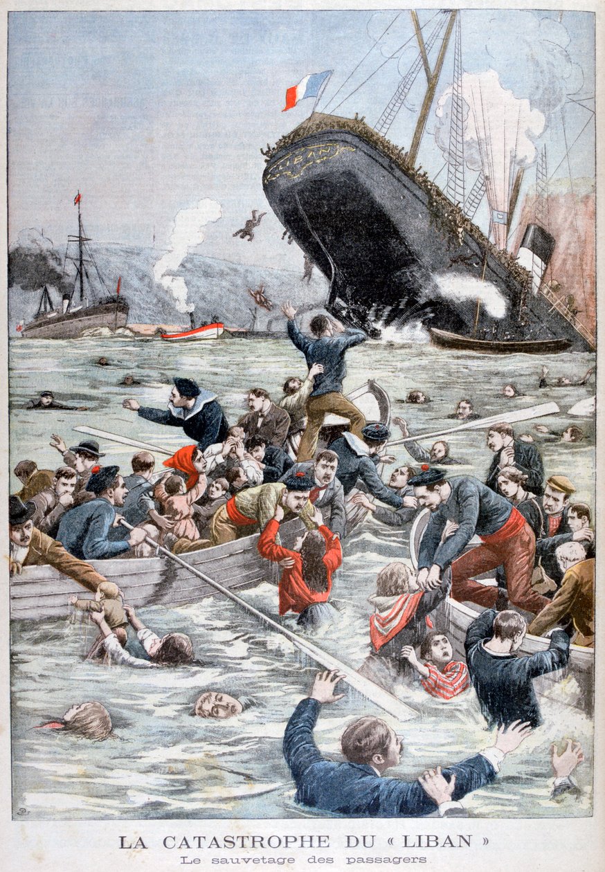 Liban pasażerski Liban zatonął po zderzeniu z innym statkiem, 1903 autorstwa Unbekannt