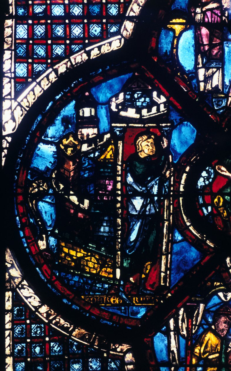 Pielgrzym opuszcza Jerozolimę do Jerycha, witraż, katedra w Chartres, Francja, 1205-1215 autorstwa Unbekannt