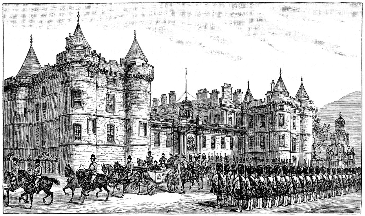 Królowa opuszcza Pałac Holyrood, Edynburg, 1886, 1900 autorstwa Unbekannt