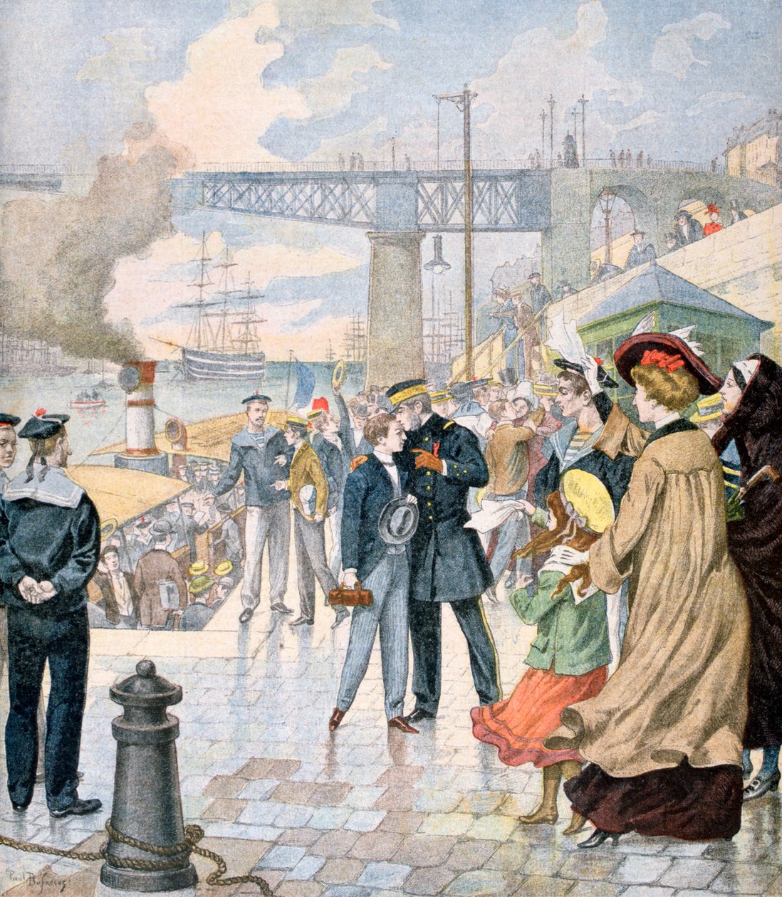 Powrót statku Borda i zaokrętowanie statku Fistots, Brest, Francja, 1902 autorstwa Unbekannt