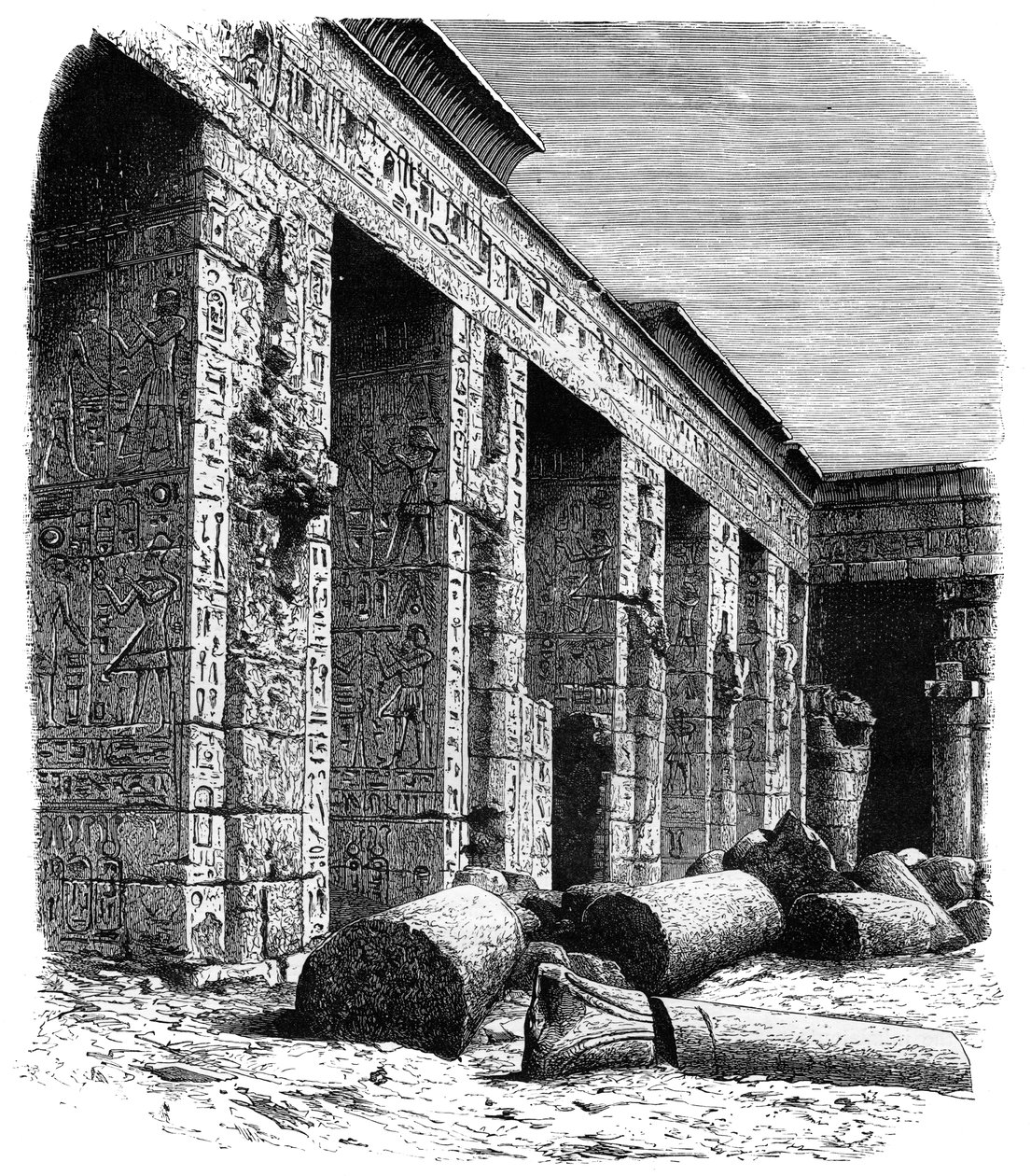 Ruiny Pałacu Ramzesa III, Medinet Habu, Górny Egipt, ok. 1890 autorstwa Unbekannt