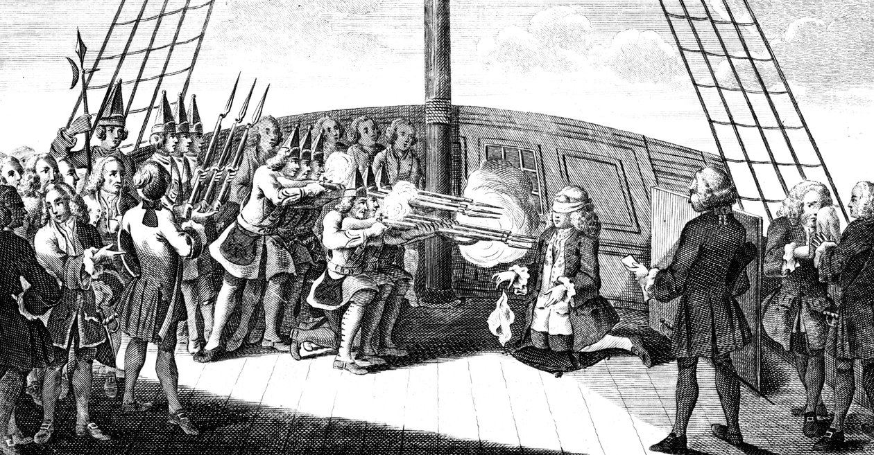 Zastrzelenie admirała Bynga na pokładzie Monarque, 1757 autorstwa Unbekannt