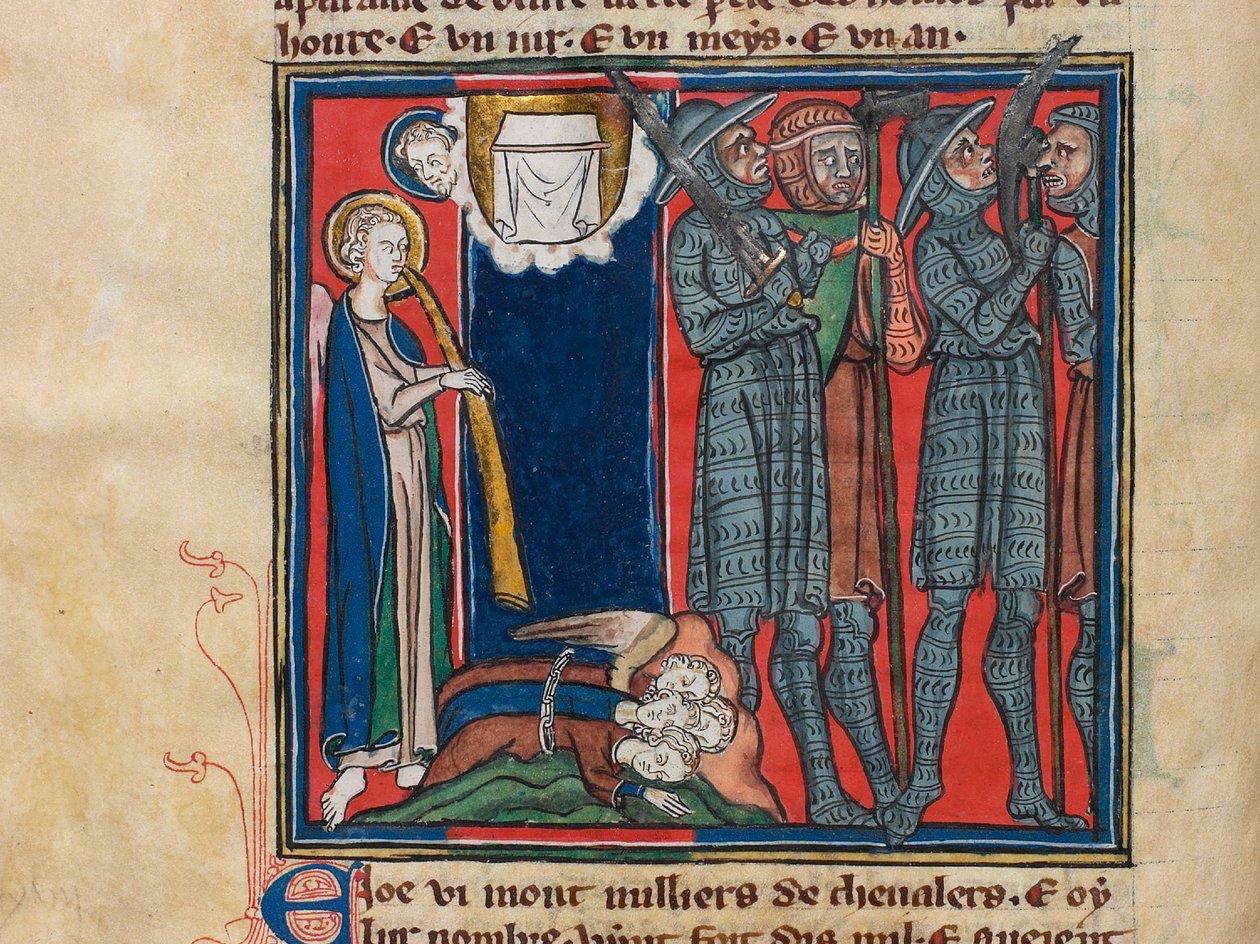 Szósty anioł zadął w trąbę... Miniatura z: Apocalypse de Saint Jean, ok. 1320. autorstwa Unbekannt