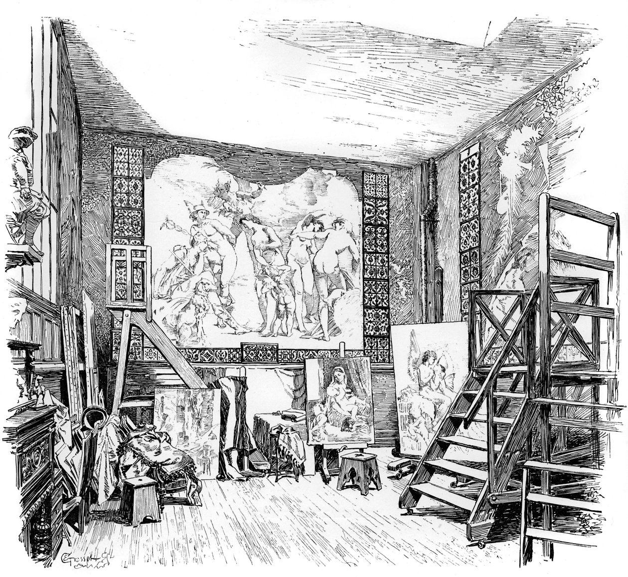 Pracownia Paula-Jacques-Aime Baudry, c1880-1882 autorstwa Unbekannt