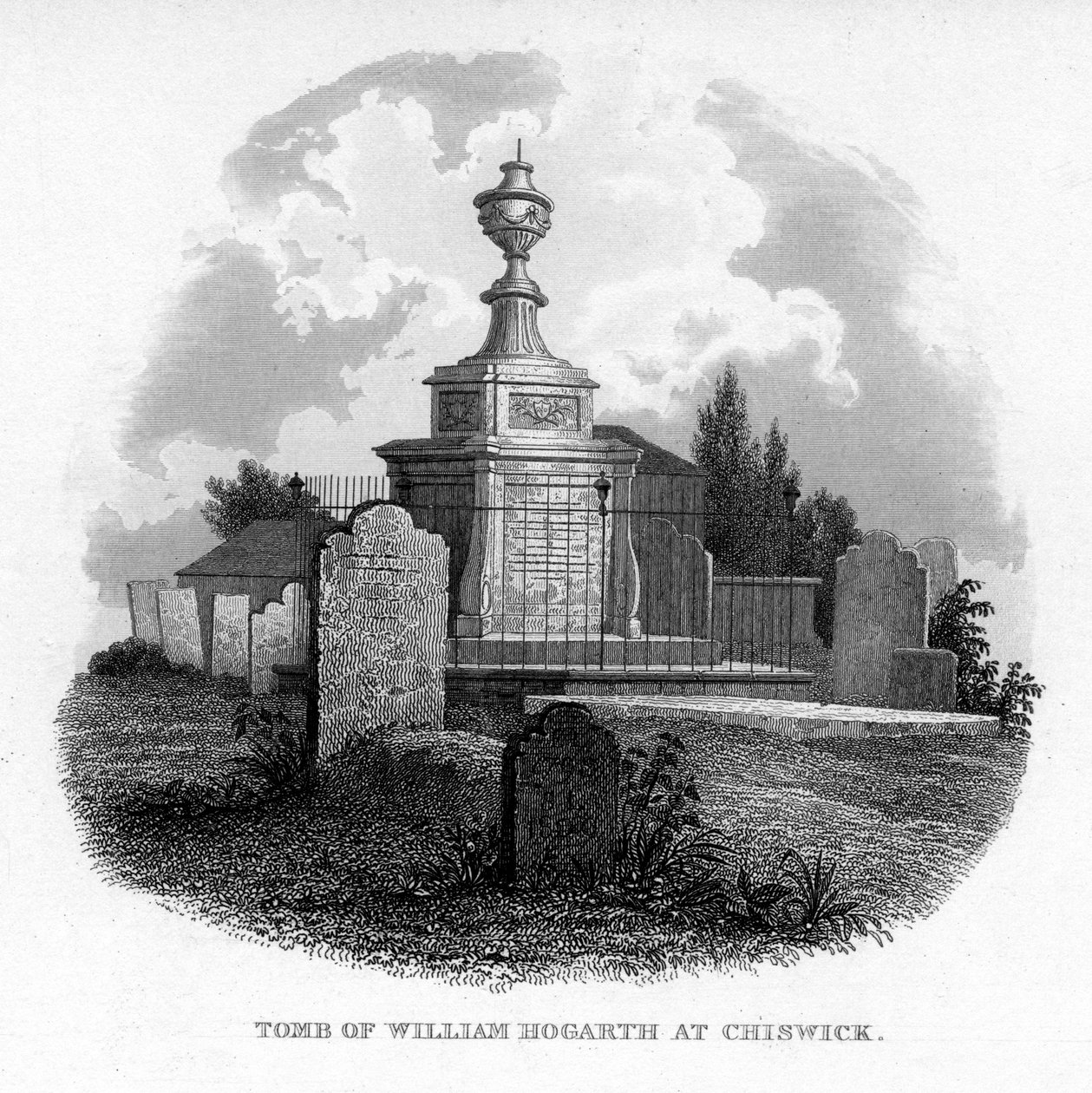 Grób Williama Hogartha w Chiswick, 1840 autorstwa Unbekannt
