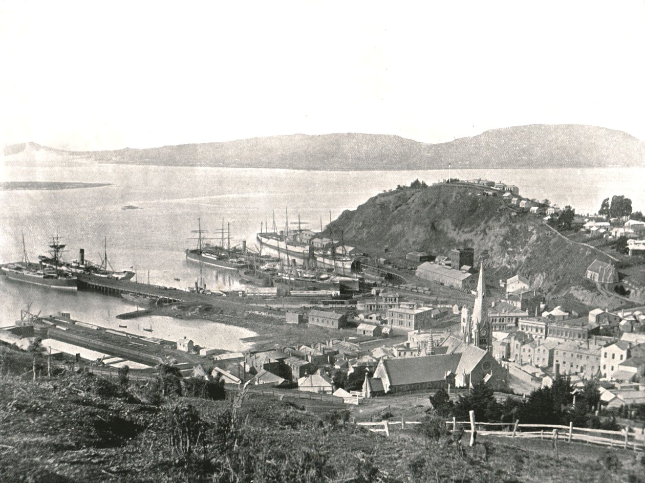 Miasto i port, Port Chalmers, Nowa Zelandia, 1895. autorstwa Unbekannt
