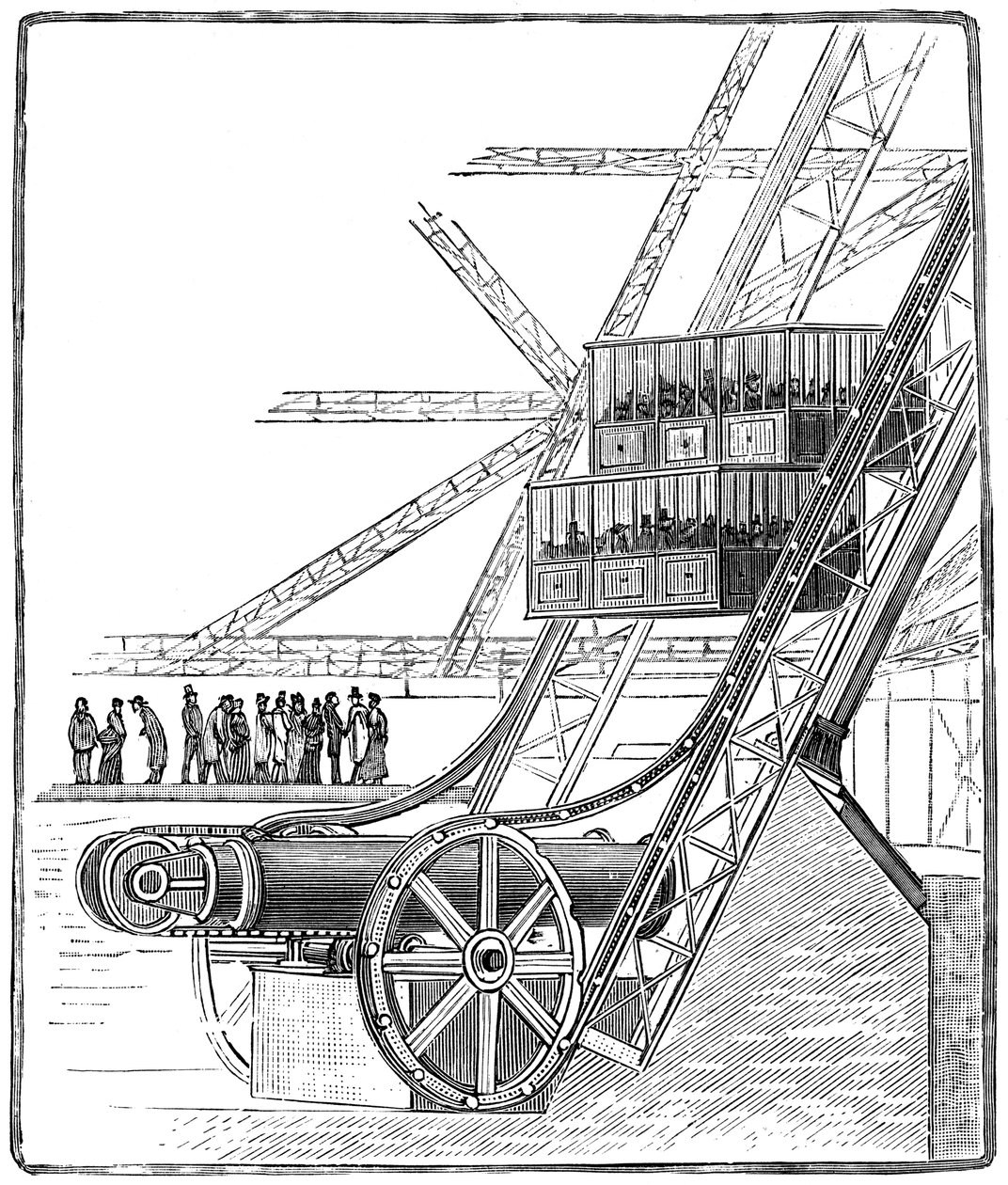 Studnia windy Roux Combaluzier, Wieża Eiffla, Paryż, 1889 autorstwa Unbekannt