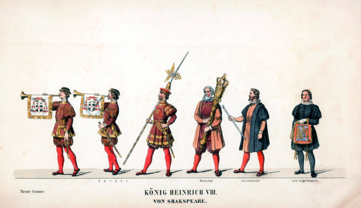Projekt kostiumów teatralnych do sztuki Szekspira, Henryk VIII, XIX w. autorstwa Unbekannt