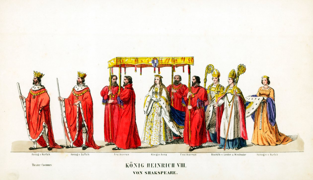 Projekty kostiumów teatralnych do sztuki Szekspira Henryk VIII, XIX w. autorstwa Unbekannt