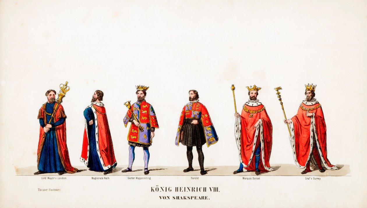 Projekty kostiumów teatralnych do sztuki Szekspira Henryk VIII, XIX w. autorstwa Unbekannt