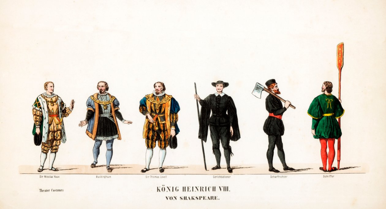 Projekty kostiumów teatralnych do sztuki Szekspira Henryk VIII, XIX w. autorstwa Unbekannt