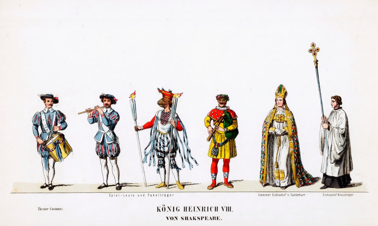 Projekty kostiumów teatralnych do sztuki Szekspira Henryk VIII, XIX w. autorstwa Unbekannt