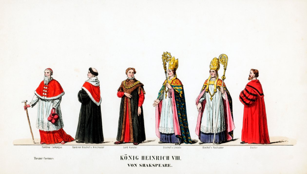 Projekty kostiumów teatralnych do sztuki Szekspira Henryk VIII, XIX w. autorstwa Unbekannt